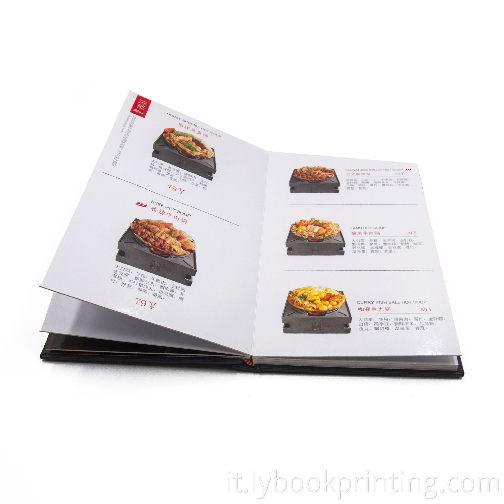 Printing di libri di ricevuta Libri con copertina rigida Fornitori di menu da ristorante personalizzato Stampa di libri